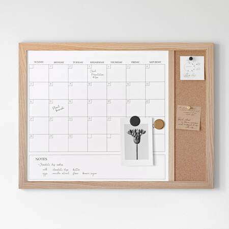 Martha Stewart Everette 24in.x18in. Magnetic Dry Erase Calendar and Crk Board Combo w/Mrkr, Mgnts, and Psh Pns BR-PM-COM-MW4C1-4561-LN-MS